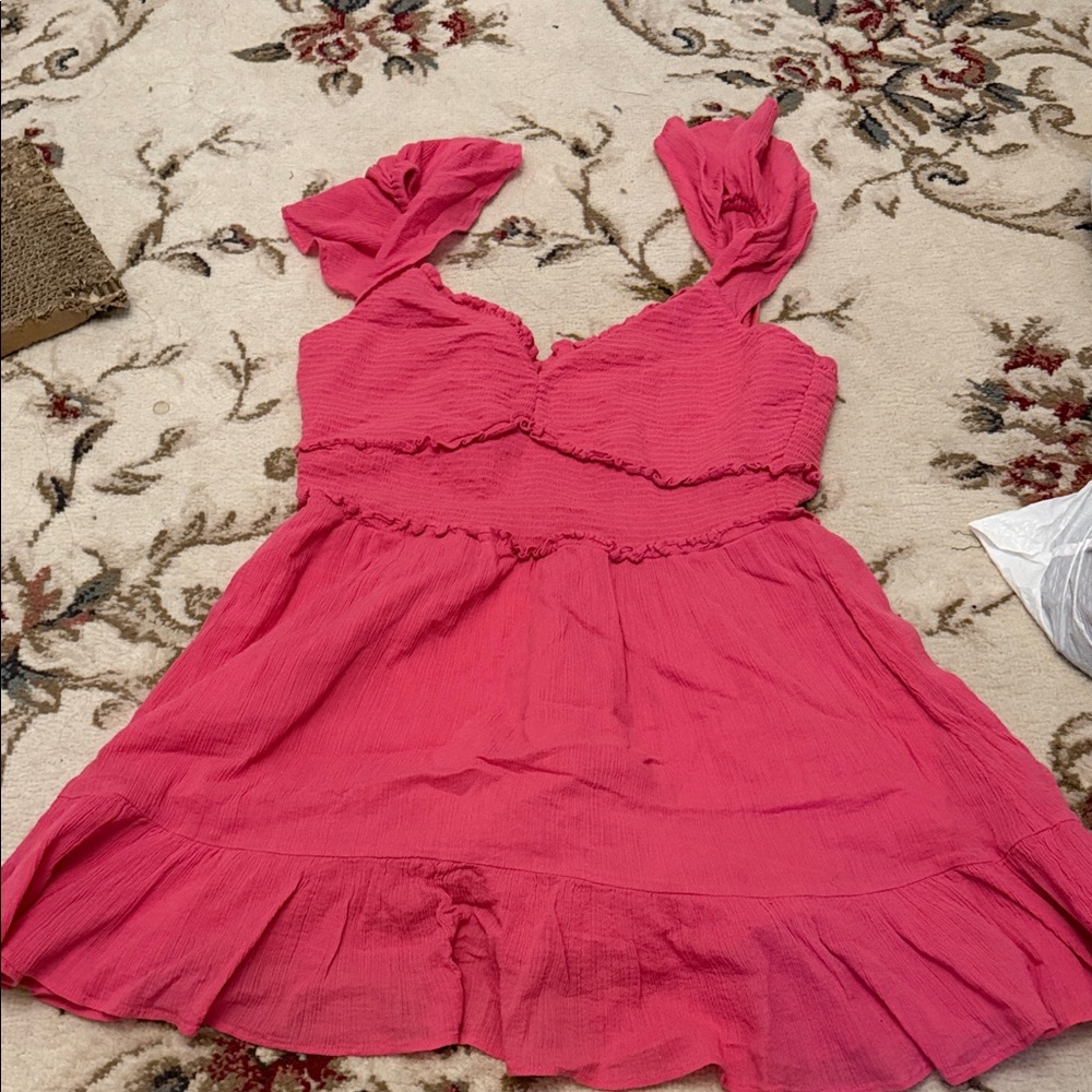 Pink Ruffled Sleeveless Dress LSF